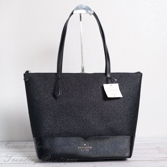 NWT Kate Spade Lola Glitter Tote in Black - Picture 2 of 10